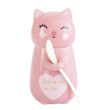 LOVELY CARTOON CAT CERAMIC MUGS + SPOON